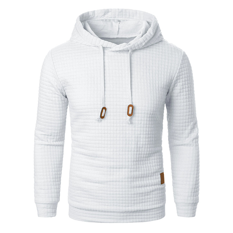 Hoodie en maille à motif texturé, coupe ajustée, pull à capuche pour hommes et femmes, sweat-shirt confortable | Sansoti