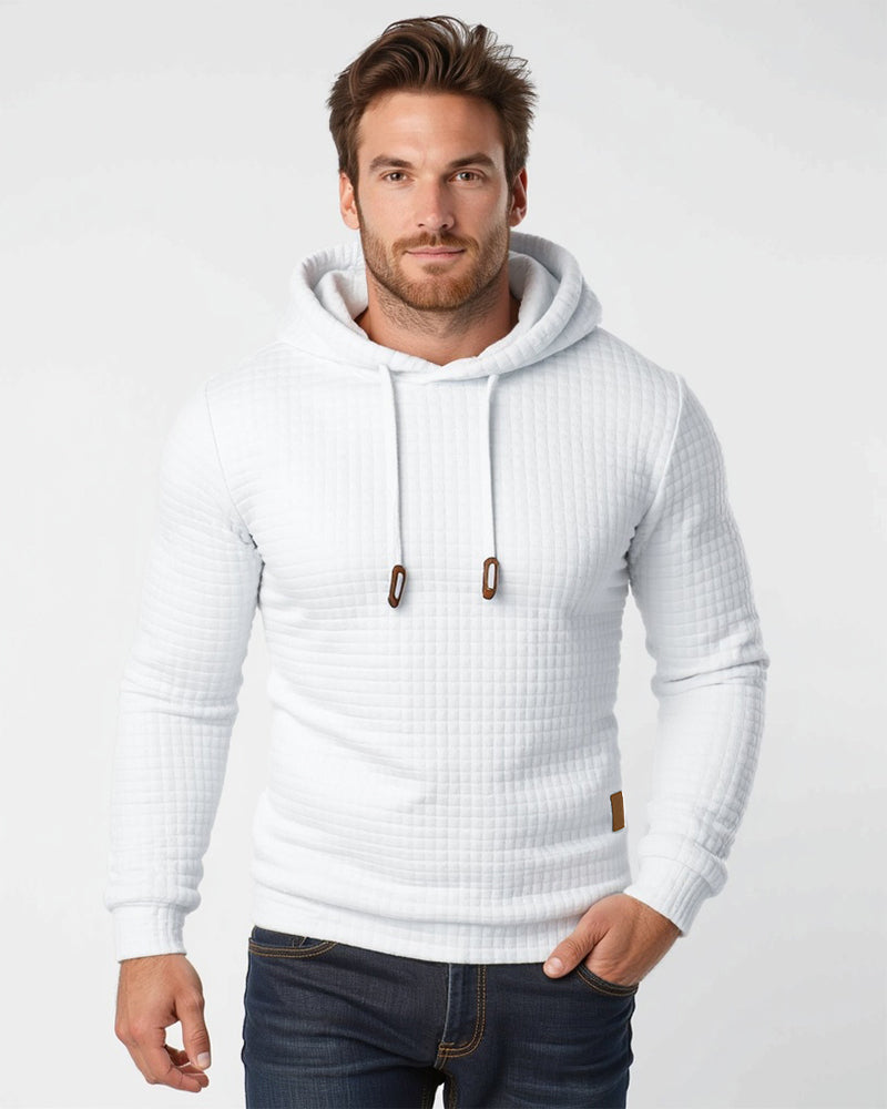 Hoodie en maille à motif texturé, coupe ajustée, pull à capuche pour hommes et femmes, sweat-shirt confortable | Sansoti