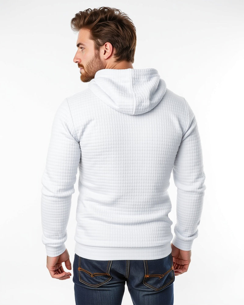 Hoodie en maille à motif texturé, coupe ajustée, pull à capuche pour hommes et femmes, sweat-shirt confortable | Sansoti