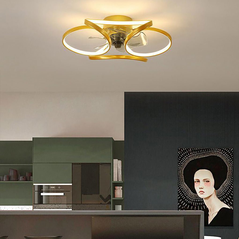 Moderne Blumen-Deckenventilator mit LED-Beleuchtung und Fernbedienung 3000K–6000K Dimmbar in Gold, Weiß oder Schwarz | Restfield