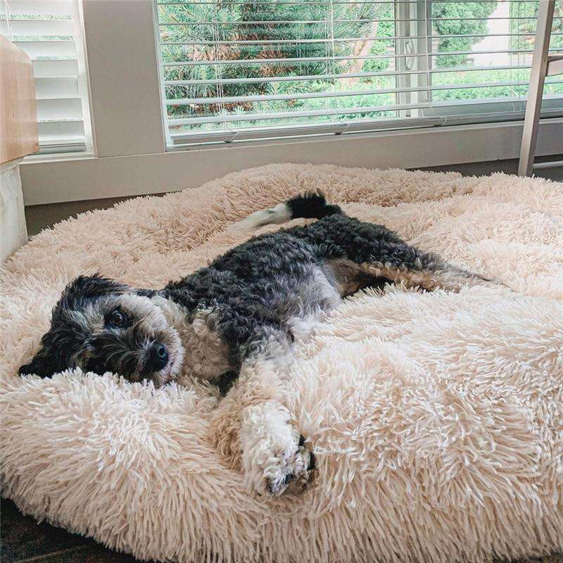 Rundes Hundebett Weiches Plüsch Donut Anti-Stress-Liegeplatz Haustier Ruhe Schlafplatz Angstreduktion Komfort | Sansoti