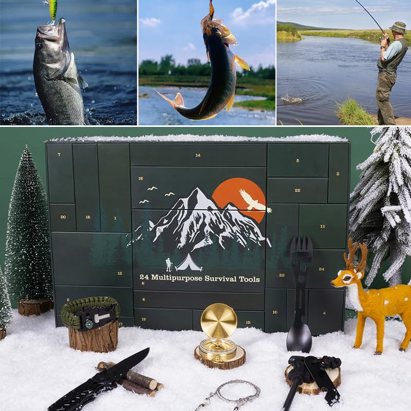 Outdoor Survival Adventskalender 24 Dagen – Compleet Overlevingsset met Gadgets en Gereedschap voor Avonturiers | Sansoti