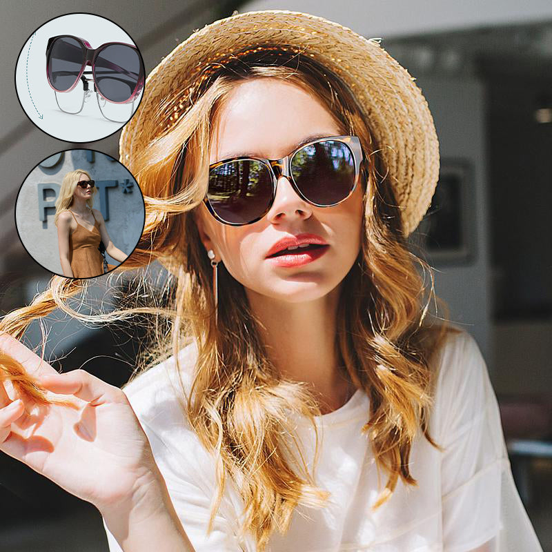 Overzet Zonnebril met Gepolariseerde UV400 Glazen – Past Over Normale Bril – Trendy Cat-Eye Montuur | Sansoti