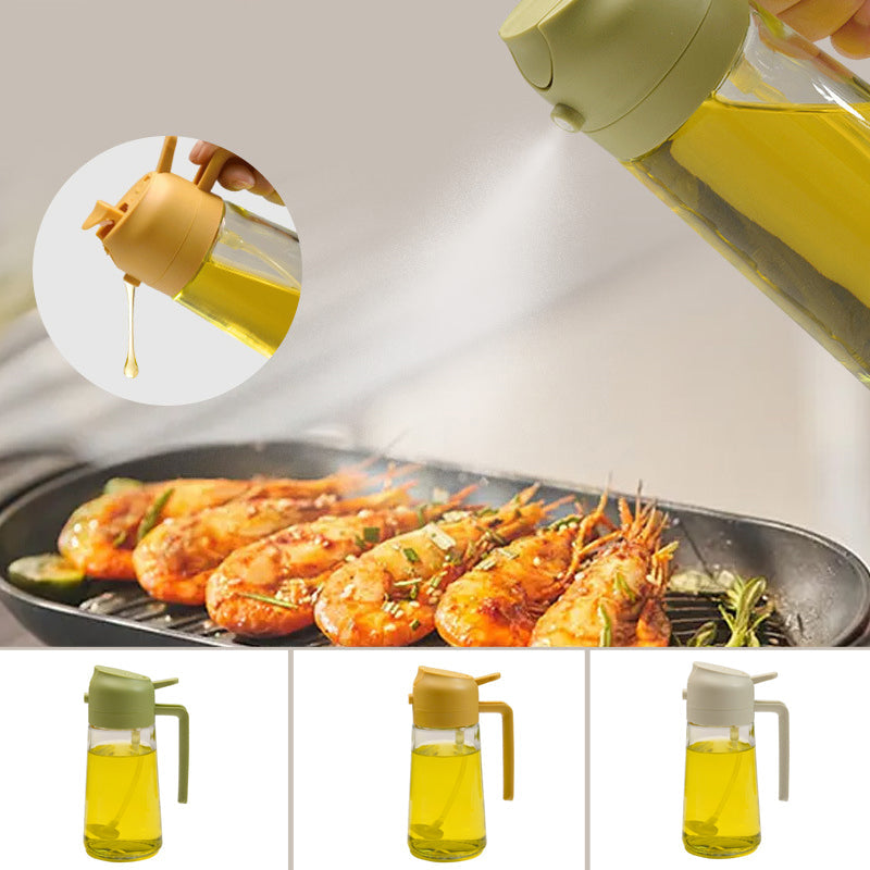 Vaporisateur et distributeur d’huile en verre 2-en-1, flacon à pompe et spray pour vinaigre et sauce soja, dosage en cuisine, huile 470ml | Sansoti