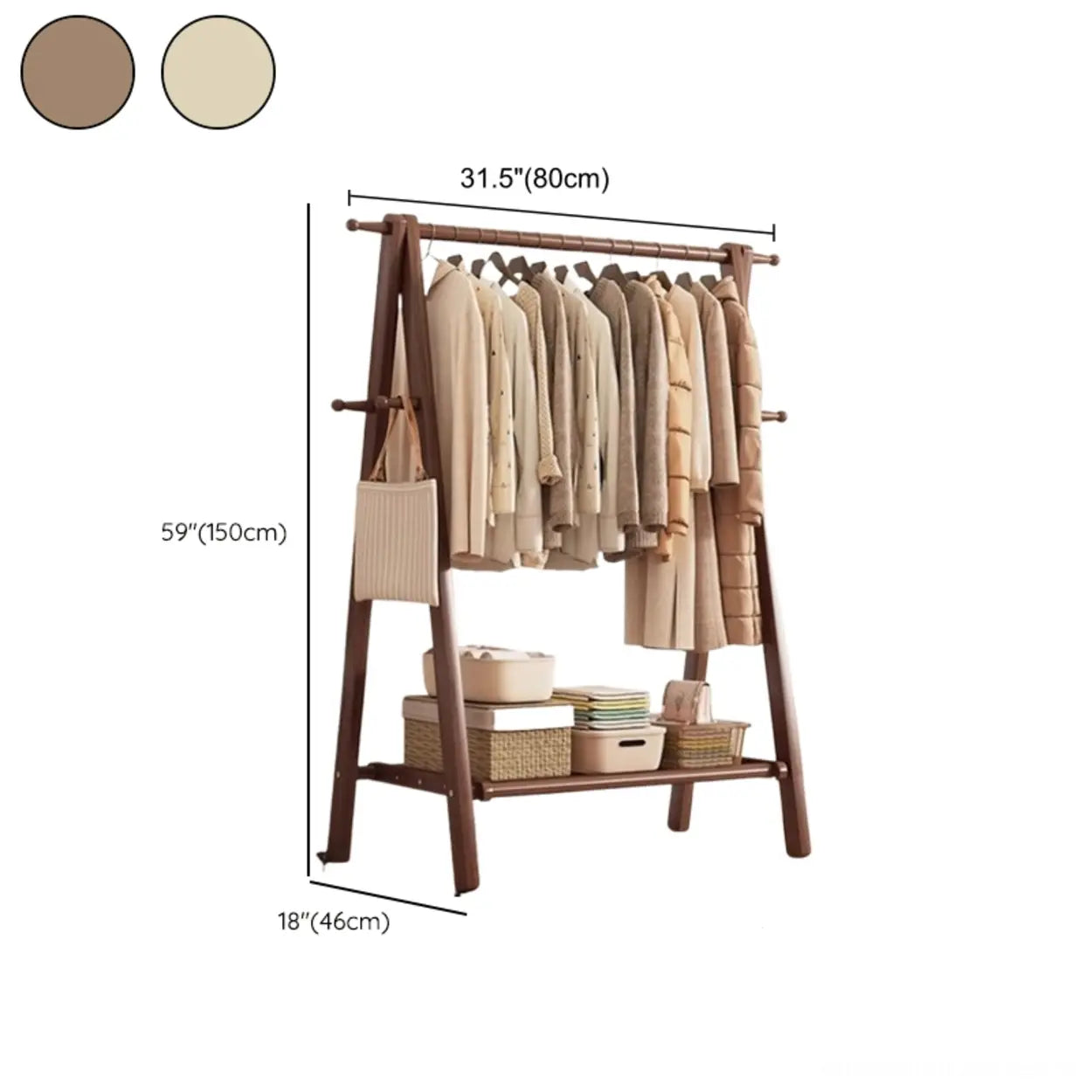 Garderobe Buche Klappbar A-Form Haken Ablage 150cm Flur Schlafzimmer Natur | Restfield