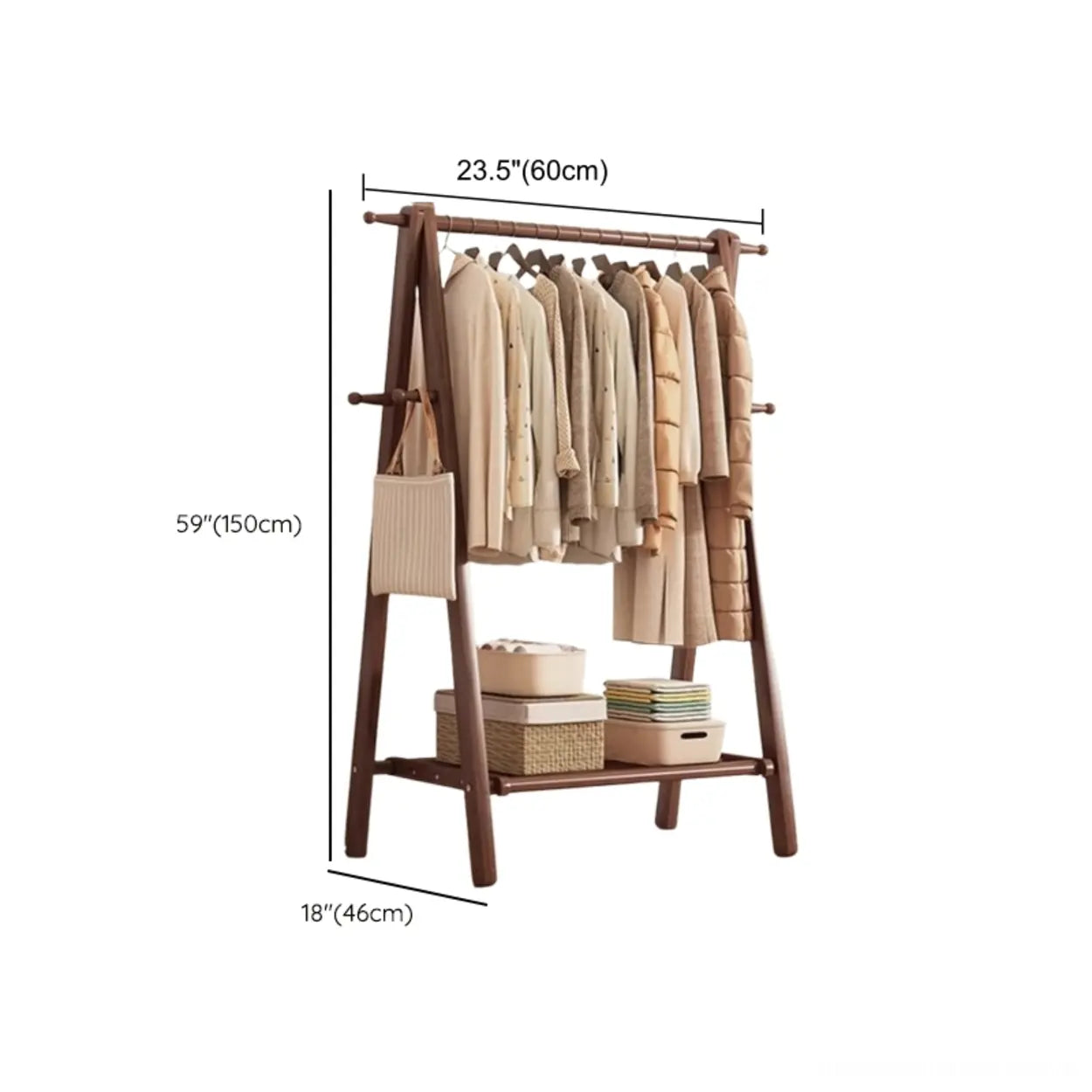 Garderobe Buche Klappbar A-Form Haken Ablage 150cm Flur Schlafzimmer Natur | Restfield