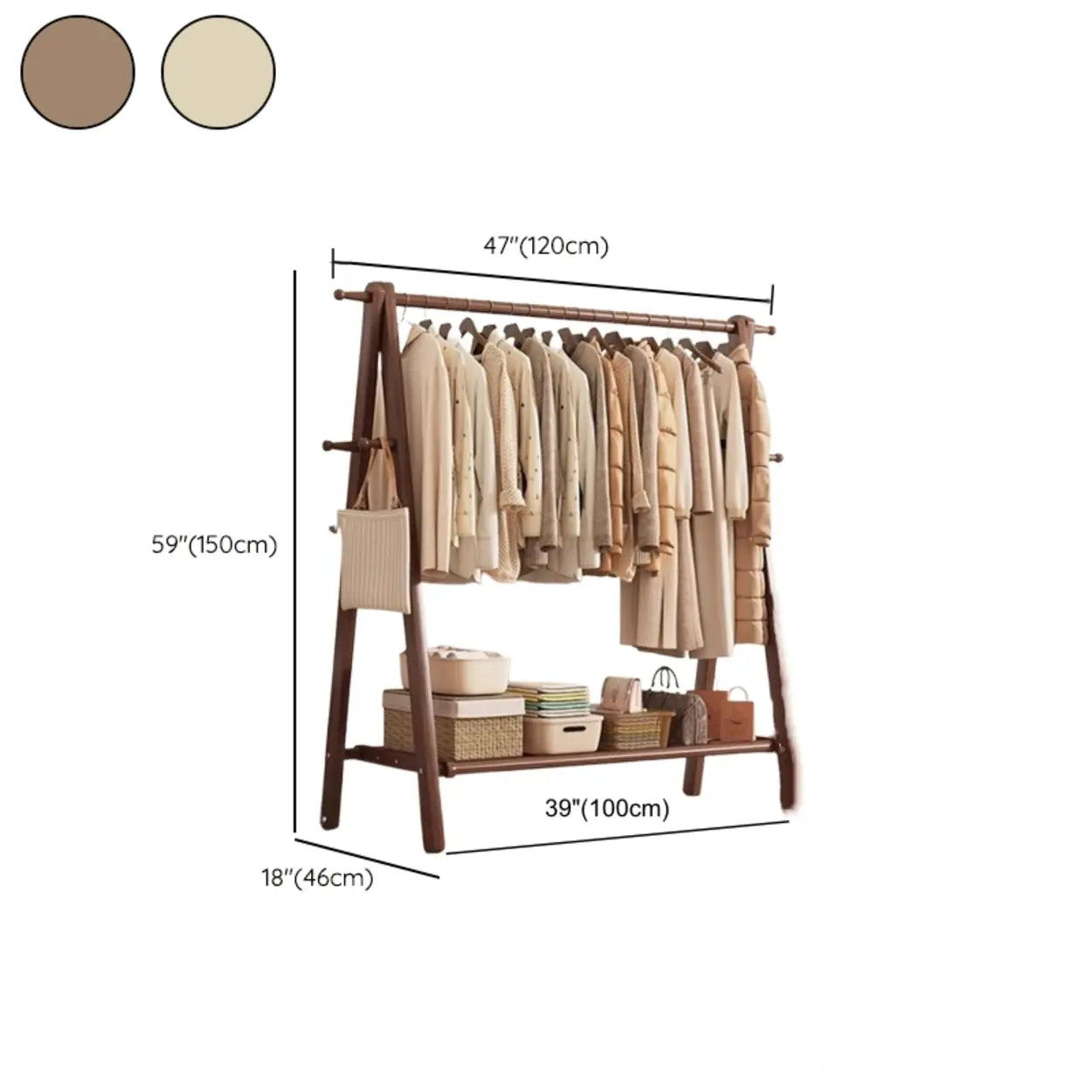 Garderobe Buche Klappbar A-Form Haken Ablage 150cm Flur Schlafzimmer Natur | Restfield