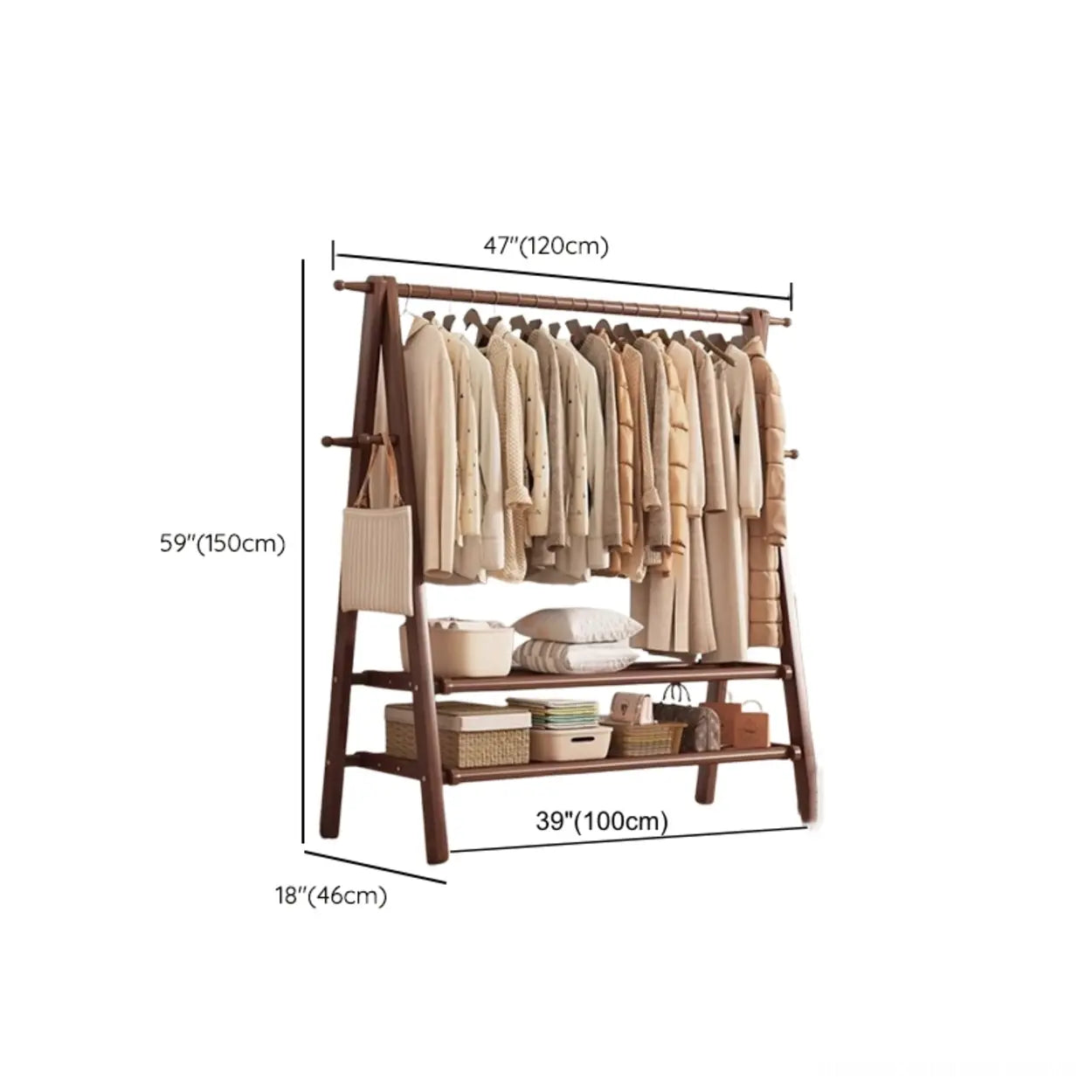 Garderobe Buche Klappbar A-Form Haken Ablage 150cm Flur Schlafzimmer Natur | Restfield