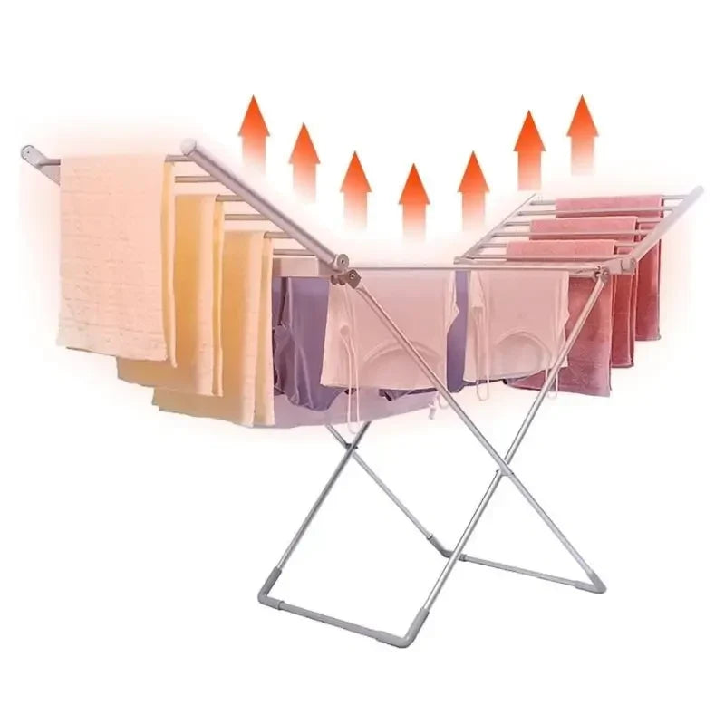 Beheizbarer elektrischer Wäscheständer, klappbar, 120 W, Aluminiumstangen, Wäschetrockner für drinnen, energiesparender Wäscheständer | Sansoti