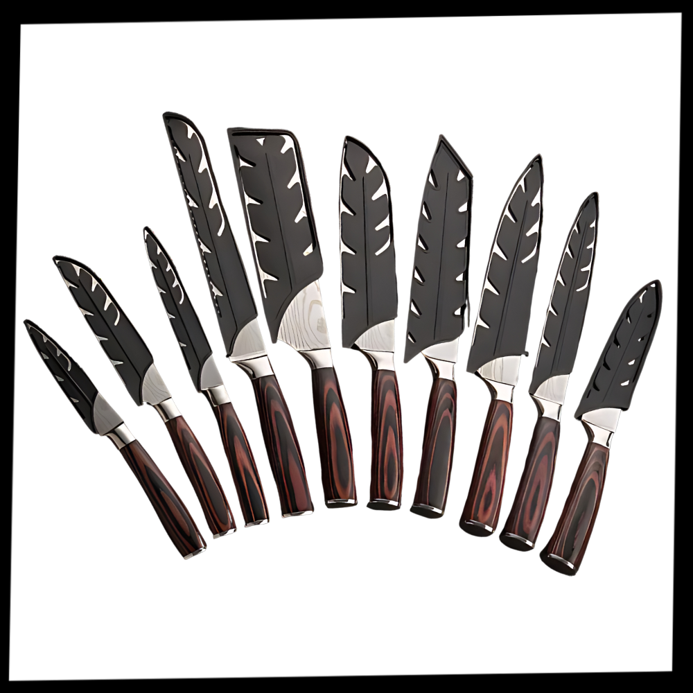Japans Messenset 48-Laags Damascusstaal Pakkawood Handvat Santoku Koksmes Broodmes Groentenmes Professioneel | Sansoti
