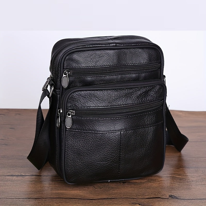 Leren Schoudertas Heren – Ruime Lederen Crossbody Tas met Verstelbare Schouderriem | Sansoti
