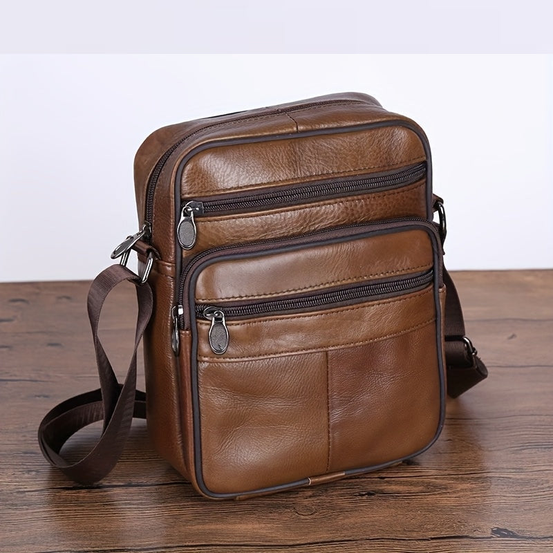 Leren Schoudertas Heren – Ruime Lederen Crossbody Tas met Verstelbare Schouderriem | Sansoti