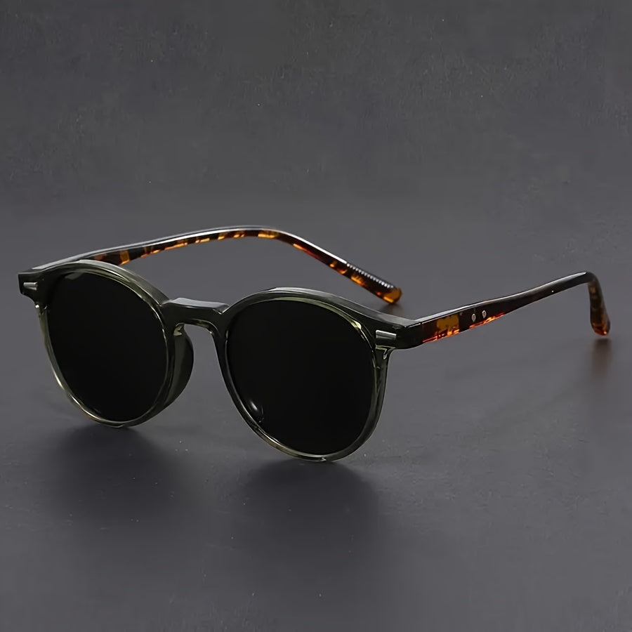 Ronde Zonnebril Heren Schildpad Print Lichtgewicht Polycarbonaat Frame Retro Look UV Bescherming Vintage | Sansoti