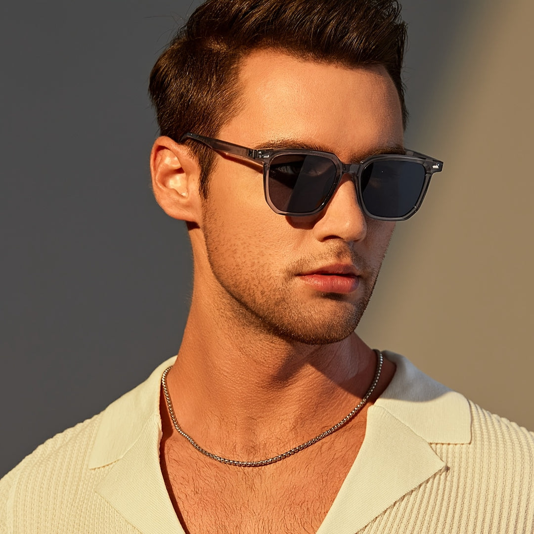Vierkante Zonnebril Heren Retro Stijl Lichtgewicht Polycarbonat Frame UV Bescherming Vintage Mode Accessoire Dagelijks Gebruik | Sansoti