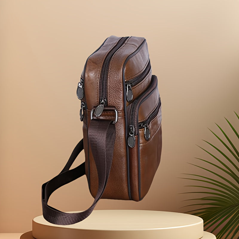 Leren Schoudertas Heren – Ruime Lederen Crossbody Tas met Verstelbare Schouderriem | Sansoti