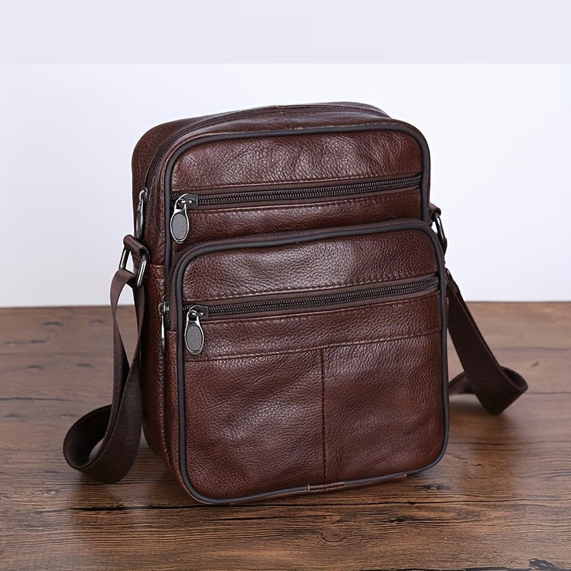 Leren Schoudertas Heren – Ruime Lederen Crossbody Tas met Verstelbare Schouderriem | Sansoti