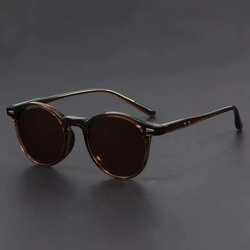 Ronde Zonnebril Heren Schildpad Print Lichtgewicht Polycarbonaat Frame Retro Look UV Bescherming Vintage | Sansoti