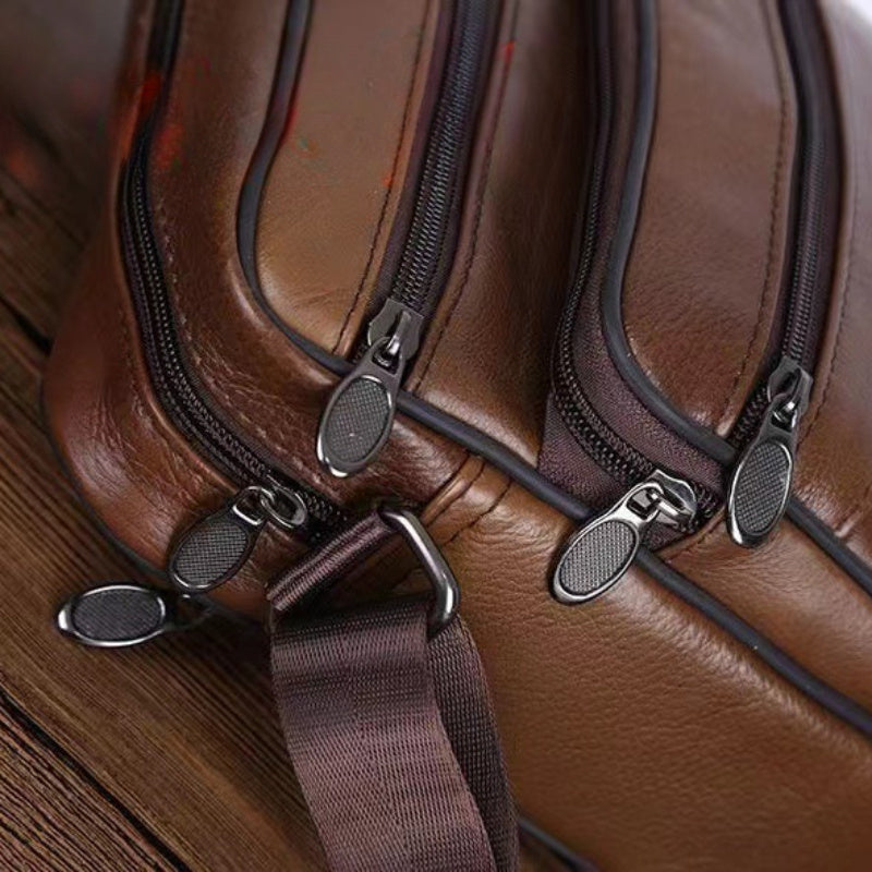 Leren Schoudertas Heren – Ruime Lederen Crossbody Tas met Verstelbare Schouderriem | Sansoti