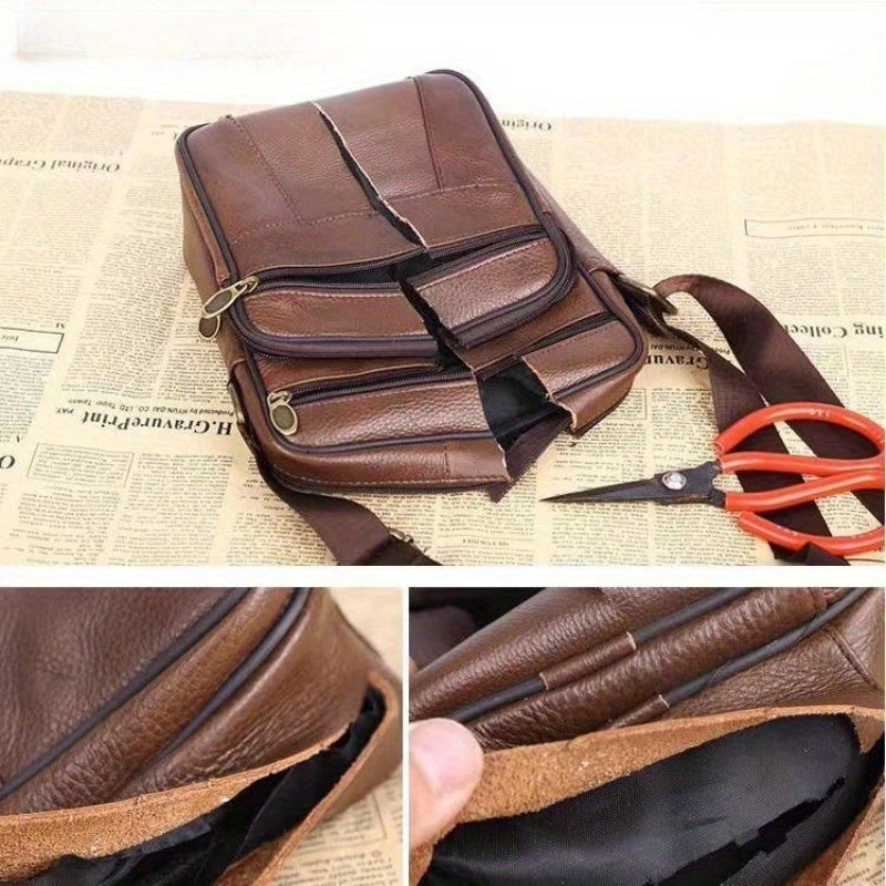 Leren Schoudertas Heren – Ruime Lederen Crossbody Tas met Verstelbare Schouderriem | Sansoti