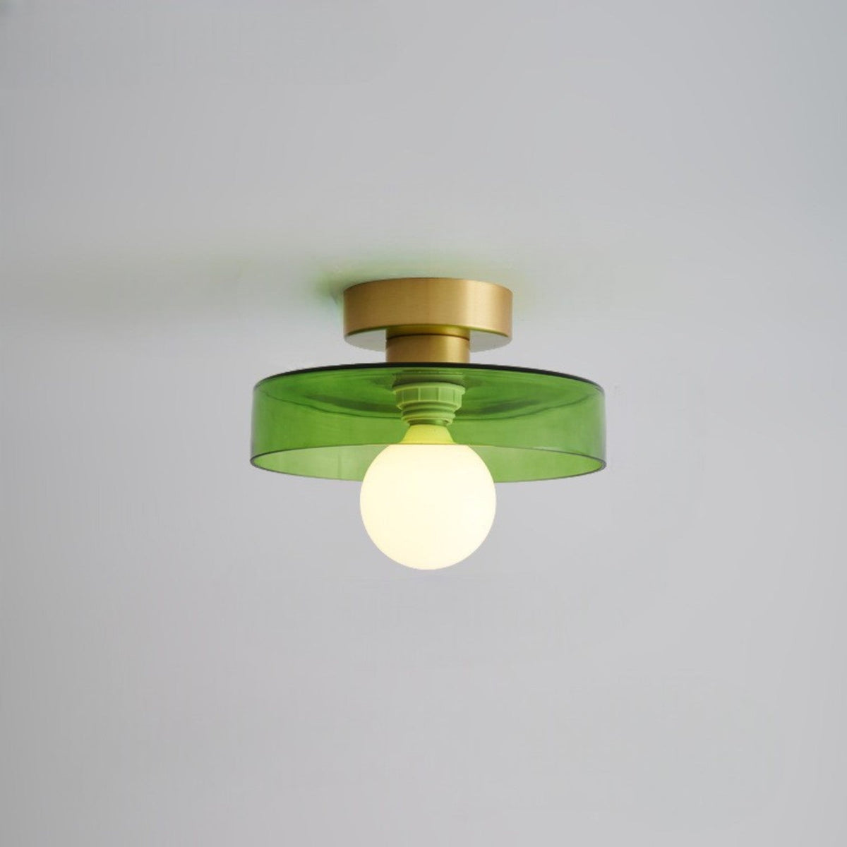 Plafonnier géométrique Ø24cm en laiton et verre cuivré, douille G9, éclairage intérieur pour entrée, chambre et salle à manger | Sansoti