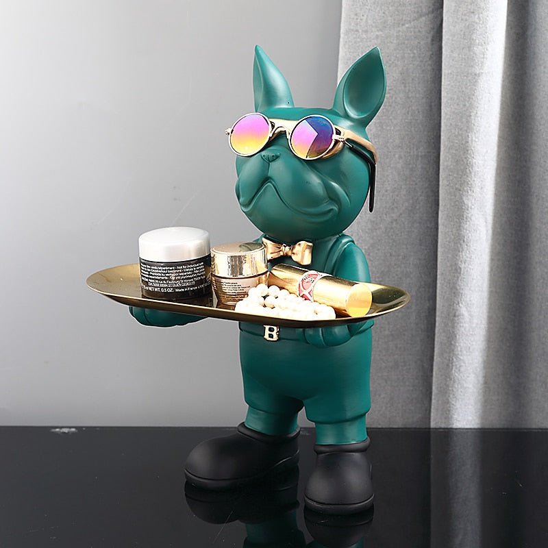 Franse Bulldog Butler Sculptuur met Dienblad – Decoratieve Hondenfiguur in Loungende of Staande Pose – Speelse Hondenliefhebber Woonaccessoire | Sansoti