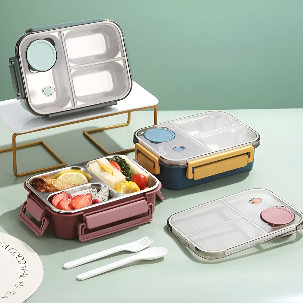 Isolerende Lunchbox Roestvrijstaal 850ml Lekvrij Warmhoudbox Thermo Voedseltrommel Werk School Reizen Meerdere Vakken | Sansoti