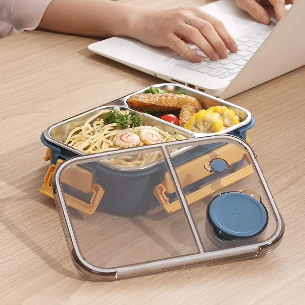 Isolerende Lunchbox Roestvrijstaal 850ml Lekvrij Warmhoudbox Thermo Voedseltrommel Werk School Reizen Meerdere Vakken | Sansoti