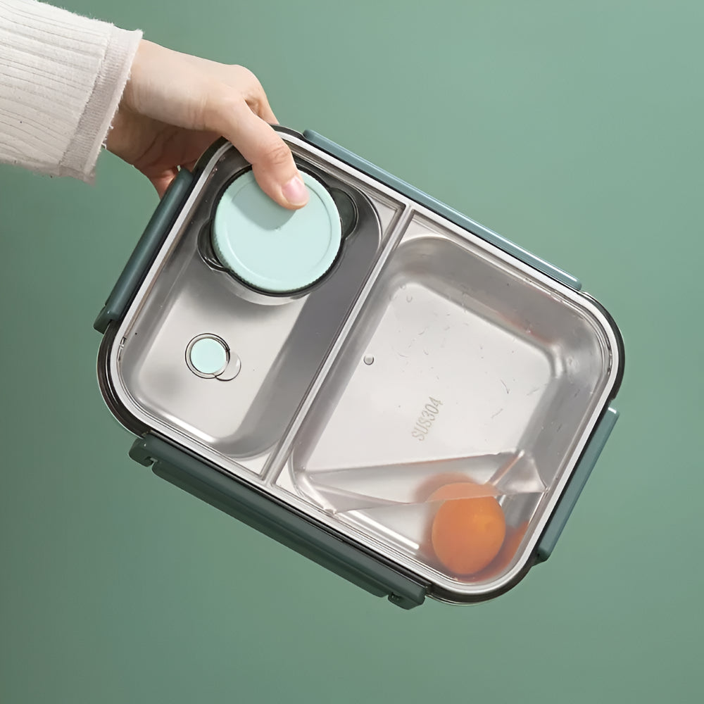 Isolerende Lunchbox Roestvrijstaal 850ml Lekvrij Warmhoudbox Thermo Voedseltrommel Werk School Reizen Meerdere Vakken | Sansoti