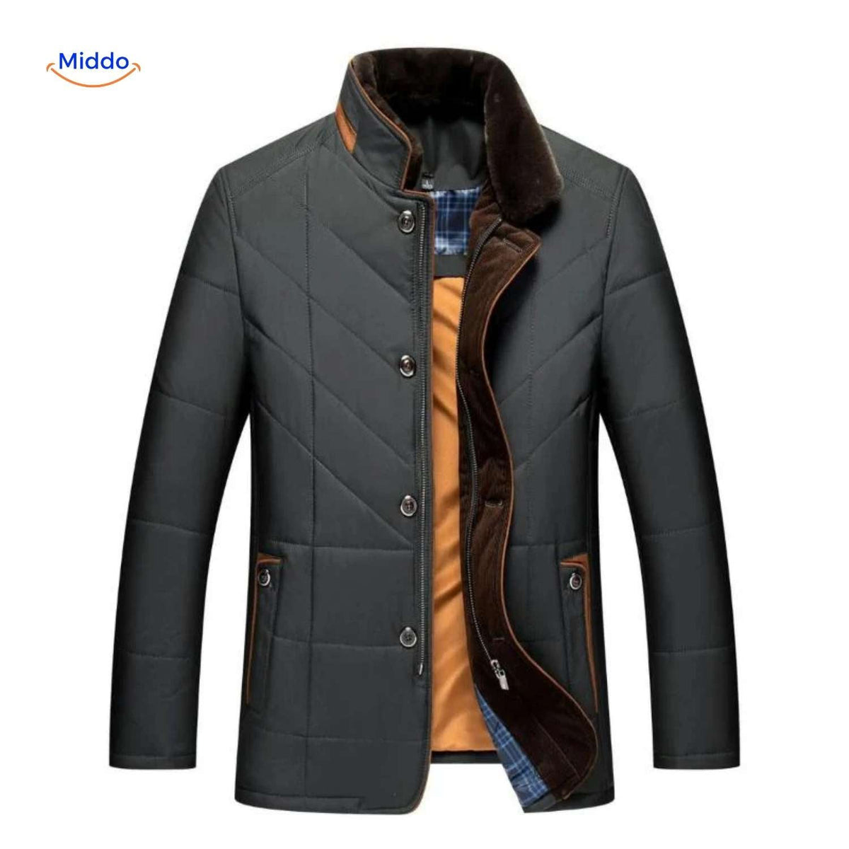 Gesteppte Herrenjacke aus Polyester mit Stehkragen und Seitentaschen - Übergangszeit, lässig, geschäftlich, stilvoll, für Frühlingswetter | Sansoti