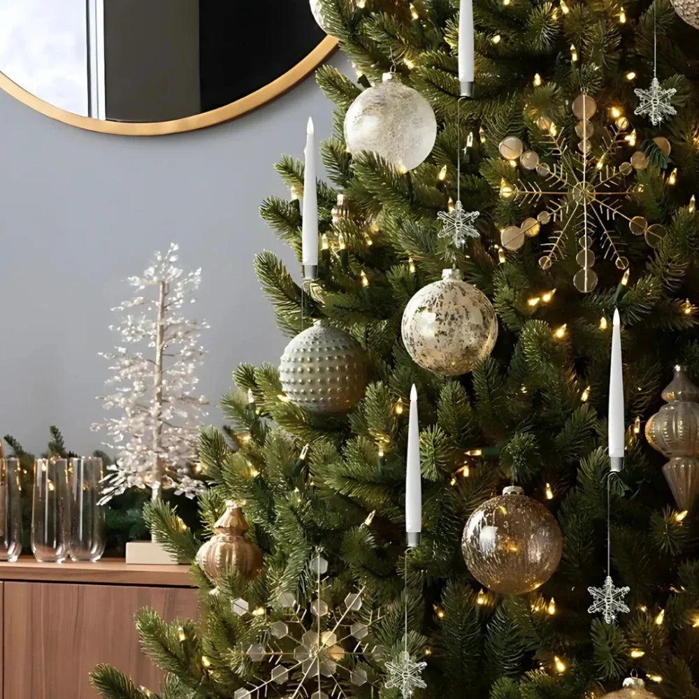 Veilige LED Kerstboomkaarsen met Afstandsbediening Flakkerend Licht Decoratieve Batterij Verlichting Warm Wit Dimbaar Timer Kerstdecoratie | Sansoti