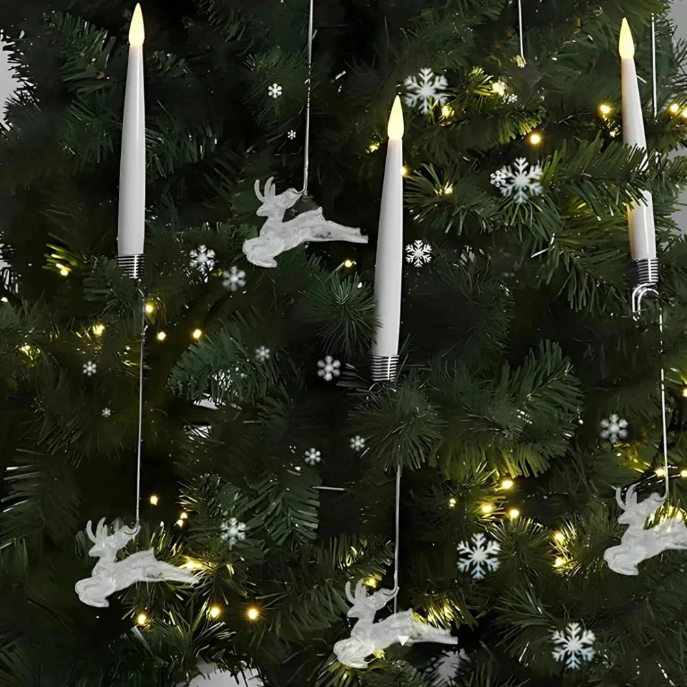 Veilige LED Kerstboomkaarsen met Afstandsbediening Flakkerend Licht Decoratieve Batterij Verlichting Warm Wit Dimbaar Timer Kerstdecoratie | Sansoti