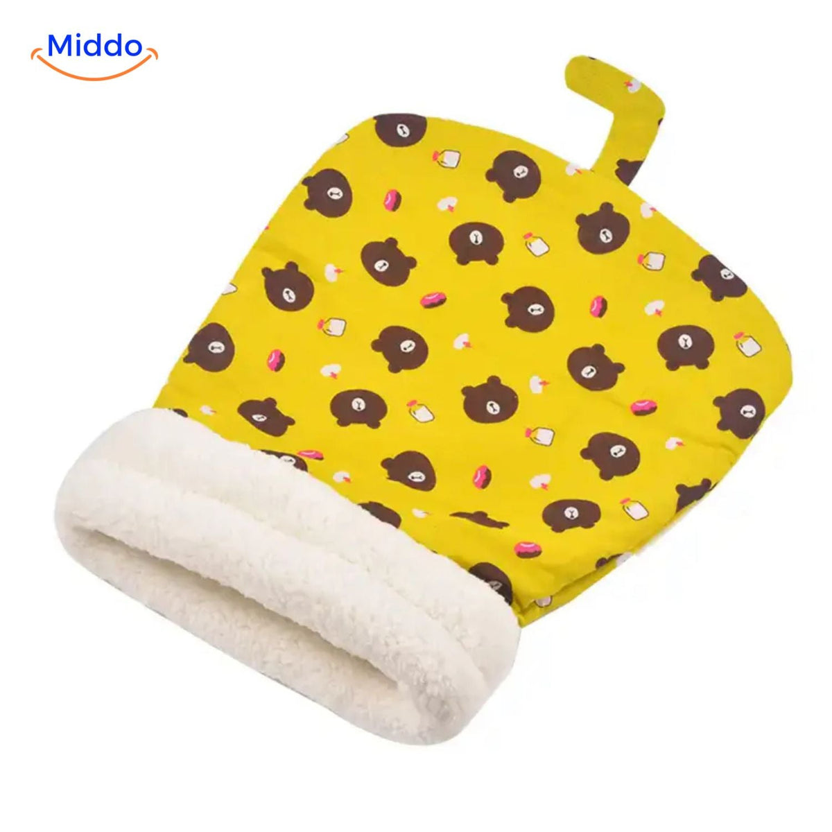 Plüschige Schlafsack-Katzenbett mit Muster, warm und bequem, für kleine und große Katzen, alle Jahreszeiten, Haustier | Sansoti