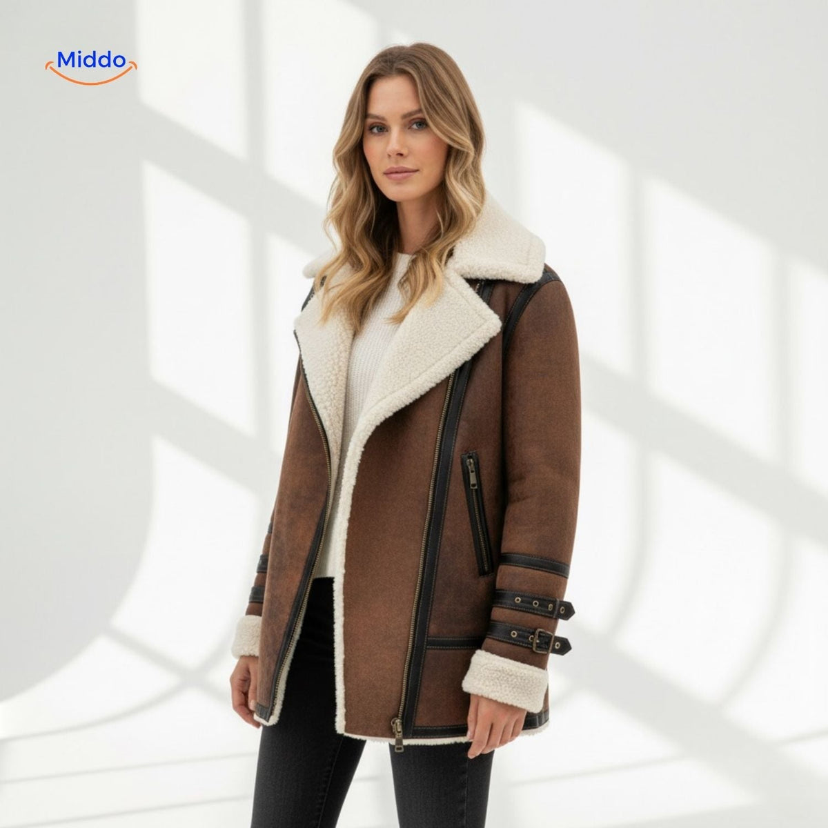 Langer gefütterter Wintermantel für Damen | Wildlederoptik | Weicher Innenkragen | Vielseitig für Herbst & Winter | Sansoti