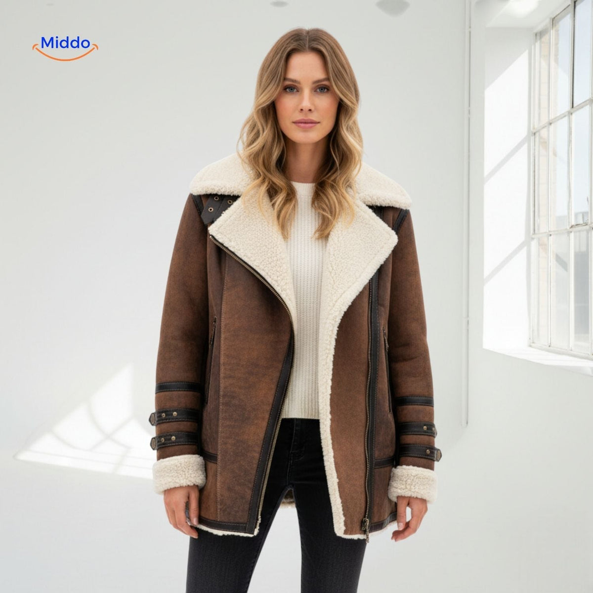 Langer gefütterter Wintermantel für Damen | Wildlederoptik | Weicher Innenkragen | Vielseitig für Herbst & Winter | Sansoti