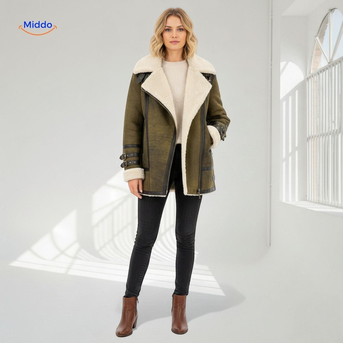 Langer gefütterter Wintermantel für Damen | Wildlederoptik | Weicher Innenkragen | Vielseitig für Herbst & Winter | Sansoti