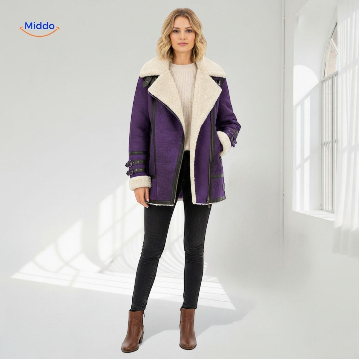 Langer gefütterter Wintermantel für Damen | Wildlederoptik | Weicher Innenkragen | Vielseitig für Herbst & Winter | Sansoti