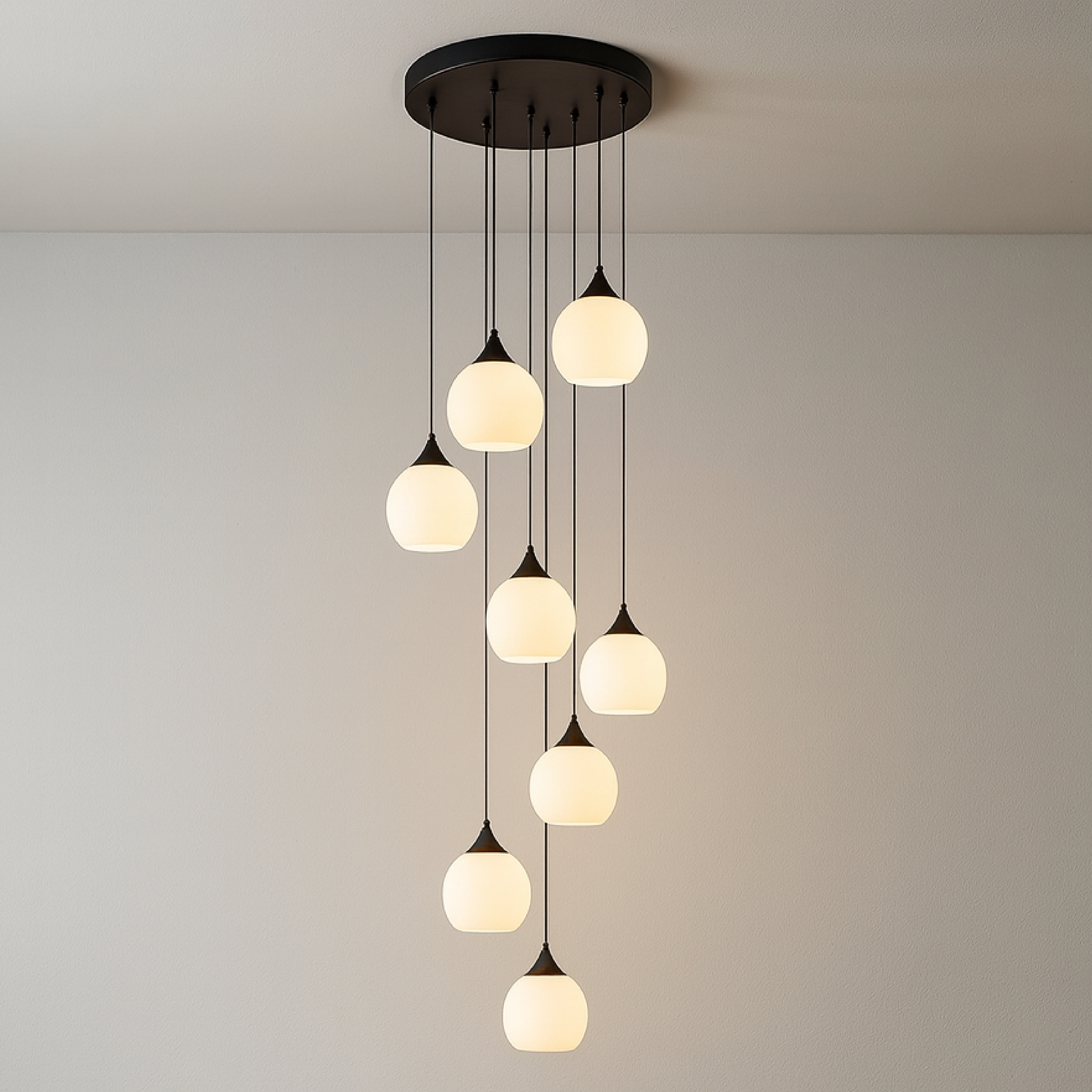 Lustre classique pour cage d’escalier en métal et verre, LED, réglable, éclairage luxueux, lumière chaude, suspension de 35 cm | Sansoti