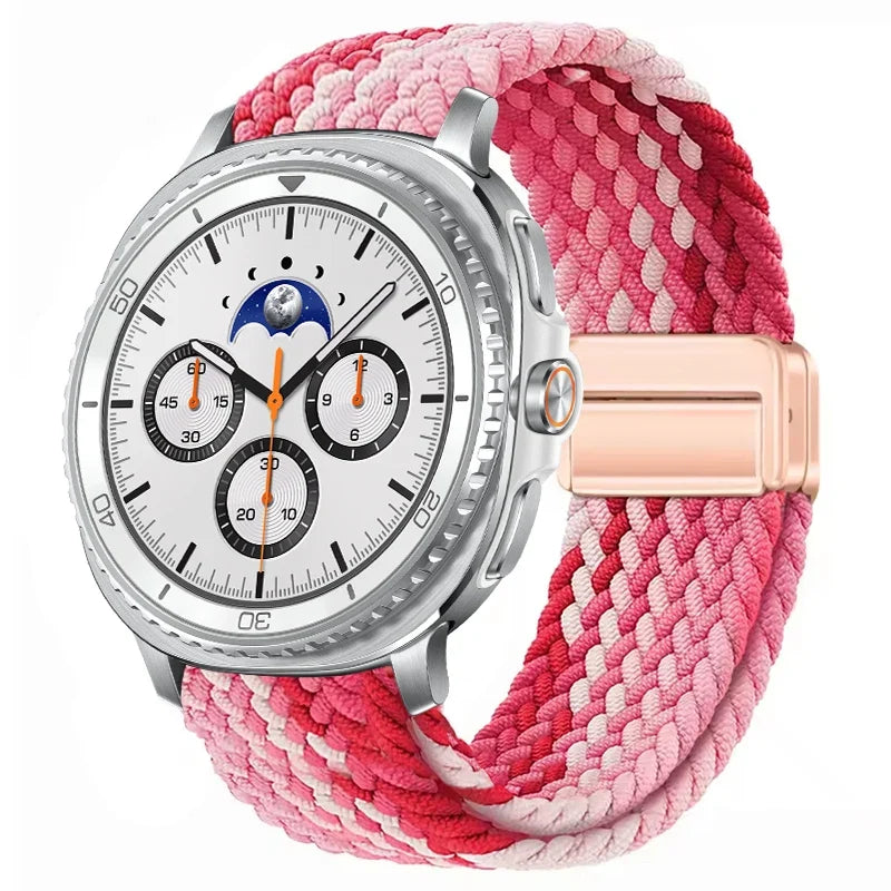Geflochtenes Nylon-Smartwatch-Armband, atmungsaktiv, verstellbar, mit Metallschließe, für Galaxy-Uhr | Sansoti