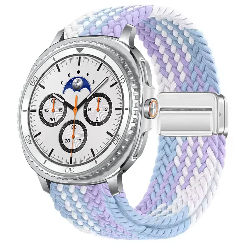 Geflochtenes Nylon-Smartwatch-Armband, atmungsaktiv, verstellbar, mit Metallschließe, für Galaxy-Uhr | Sansoti