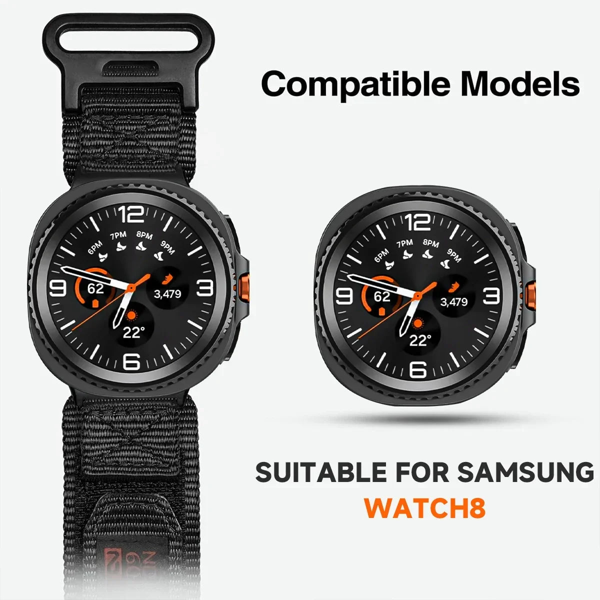 Bracelet de smartwatch en nylon tactique pour Galaxy Watch 8 9 Classic, réglable, sportif et respirant, bracelet pour poignet | Sansoti
