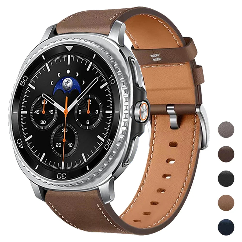 Skórzany pasek do smartwatcha z polerowanym zapięciem do zegarków 40–46 mm – stylowe akcesorium na nadgarstek | Sansoti