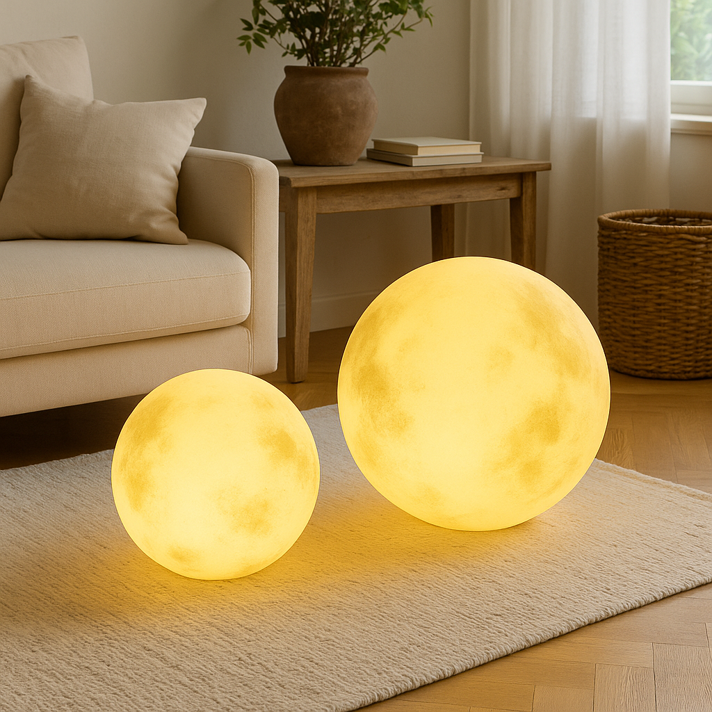Lanterne de jardin en forme de lune à énergie solaire, LED, éclairage extérieur en résine et fibre de verre, décoration pour jardin, terrasse et balcon | Sansoti