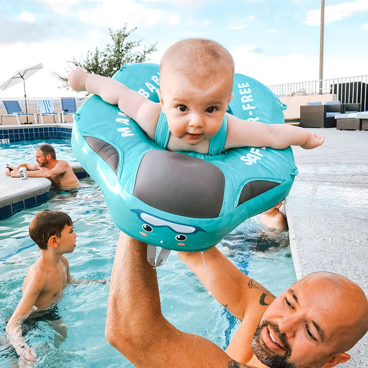 Opblaasbare Zwemhulp Baby met Zonnescherm UPF 50+ en Zacht Drijfcomfort | Veilige Zwemring voor Kinderen Pool en Strand | Visvormige Babyzwemband met Bescherming | Sansoti