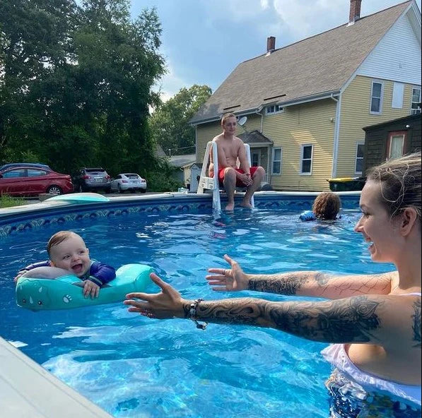 Opblaasbare Zwemhulp Baby met Zonnescherm UPF 50+ en Zacht Drijfcomfort | Veilige Zwemring voor Kinderen Pool en Strand | Visvormige Babyzwemband met Bescherming | Sansoti