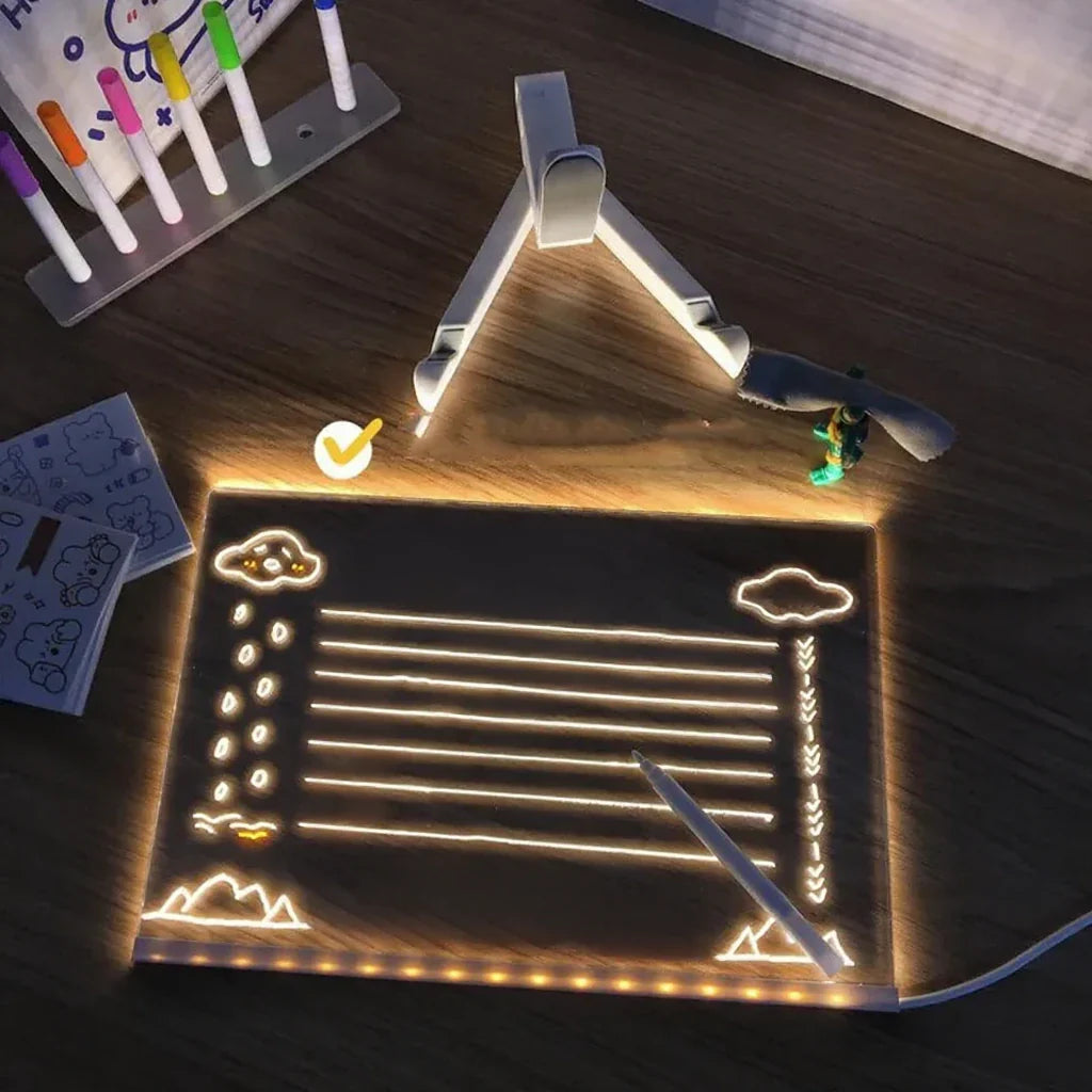 LED Lichtbord voor Tekenen en Notities – Herbruikbaar Schrijfbord met Neon Markeringen | Sansoti