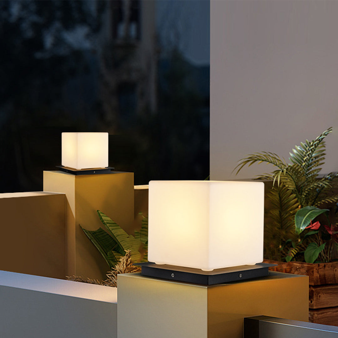 Lampe d’extérieur sur socle en acier inoxydable - boule, cube, cylindre - éclairage de jardin IP65 étanche, éclairage LED pour allées | Sansoti