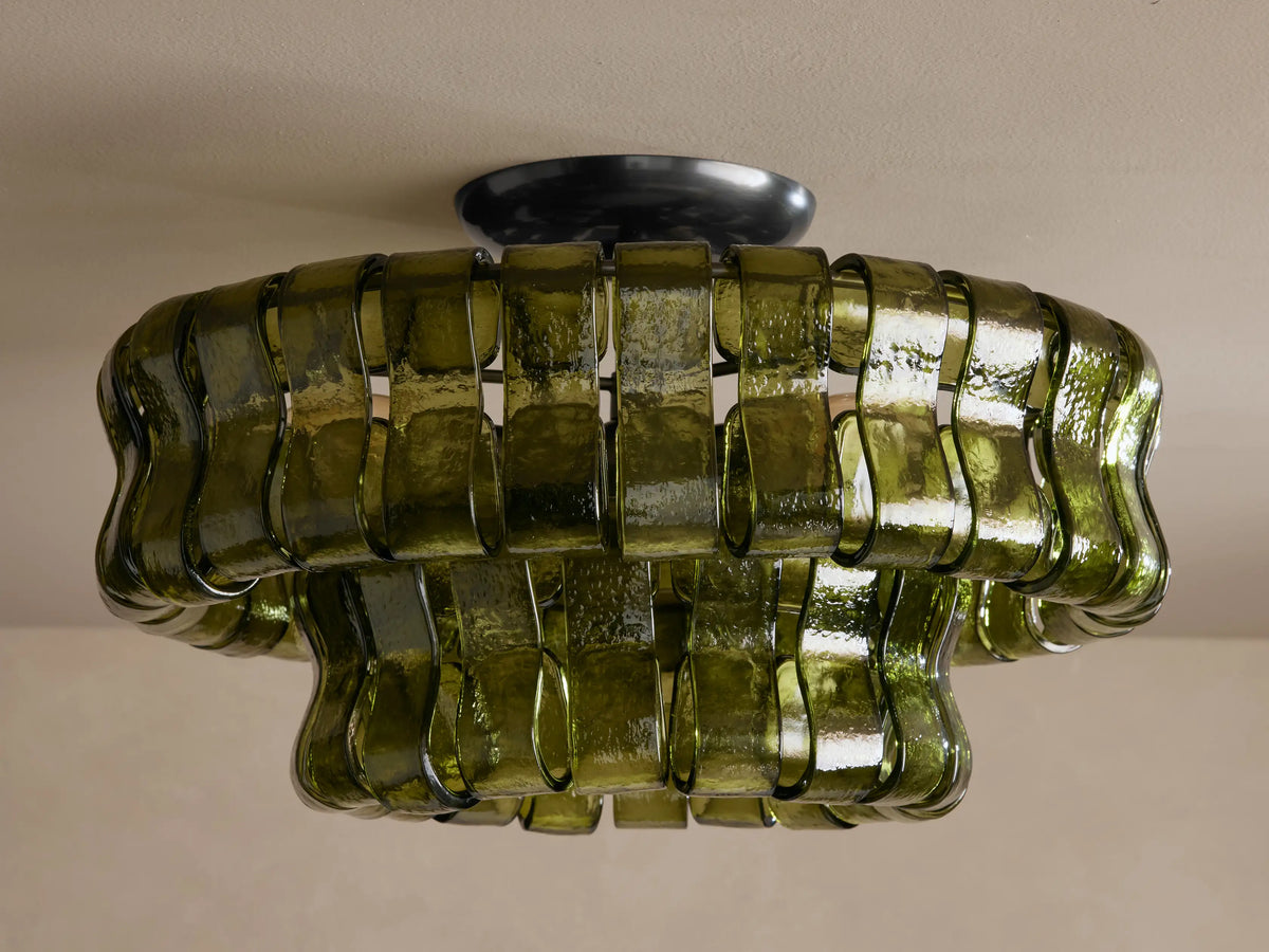 Plafondlamp Glas Textuur Ø46cm Messing Brons 3 Lichtpunten Woonkamer Slaapkamer Eetkamer Modern Design Verlichting | Sansoti