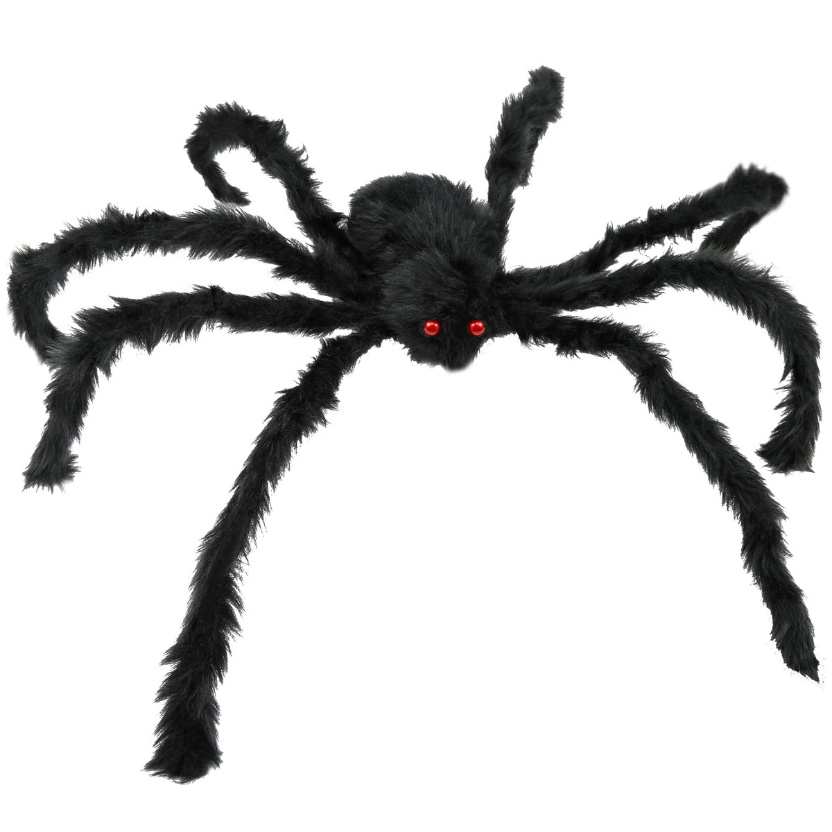Dekoracja halloweenowa w formie gigantycznego pająka 125 cm z giętkimi nogami i czerwonymi oczami do wnętrz i na zewnątrz - nawiedzony dom | Sansoti