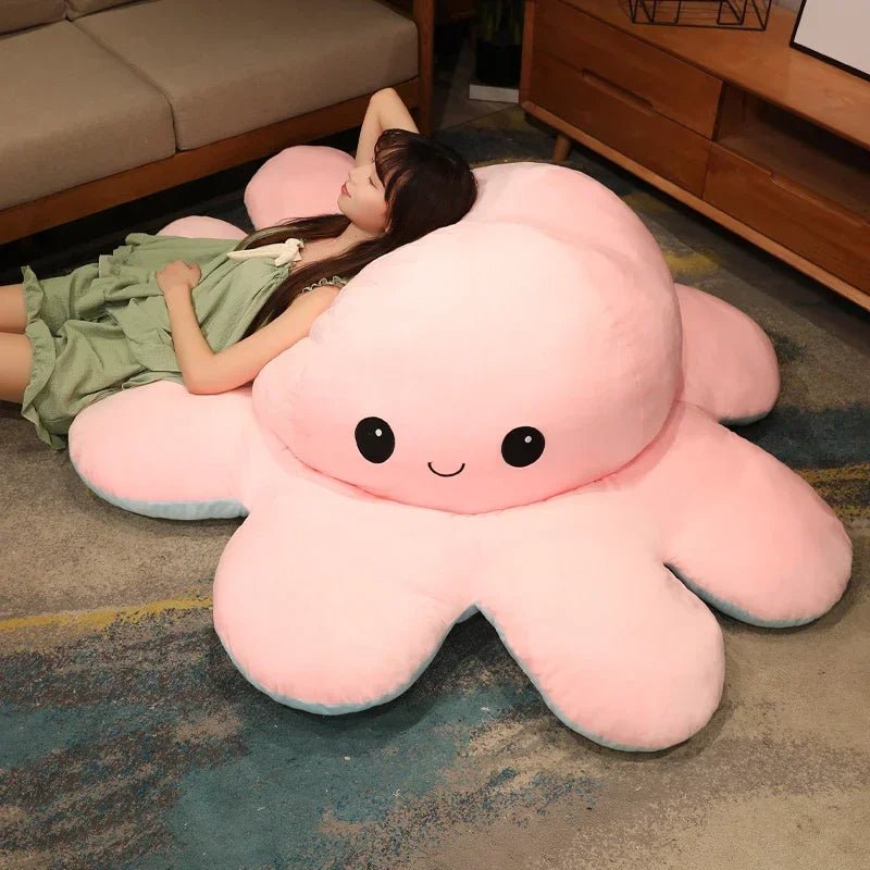 Wendbare Octopus Knuffel XXL 90-130cm Polyester Pluche Emotie Speelgoed Decoratie Kinderkamer Slaapkamer | Sansoti