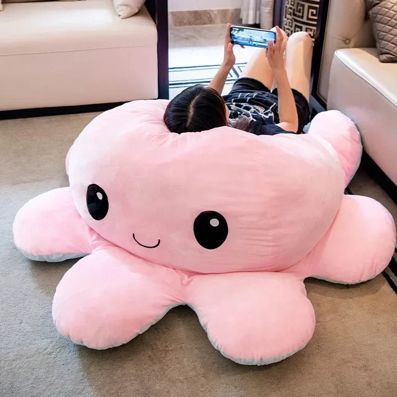 Wendbare Octopus Knuffel XXL 90-130cm Polyester Pluche Emotie Speelgoed Decoratie Kinderkamer Slaapkamer | Sansoti